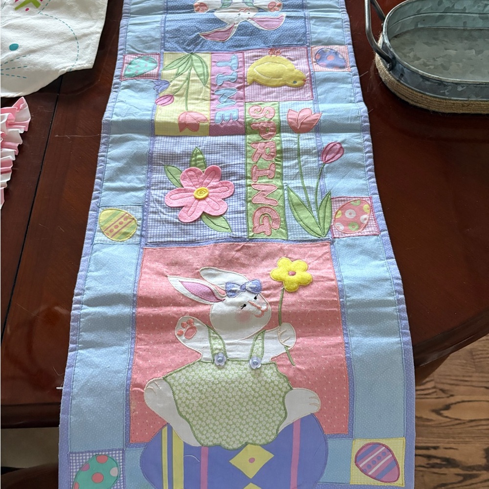 Kohl's Pastel Spring Bunny Table Runner - Pink, Light Blue, Green, Yellow